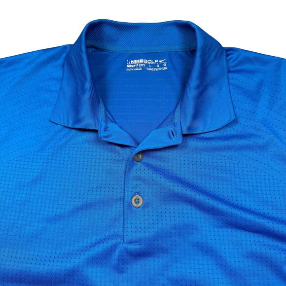 Polo Men's Large Nike Dri-Fit‎ Short Sleeve Blue Breatheable Perforated Golf - Picture 2 of 9